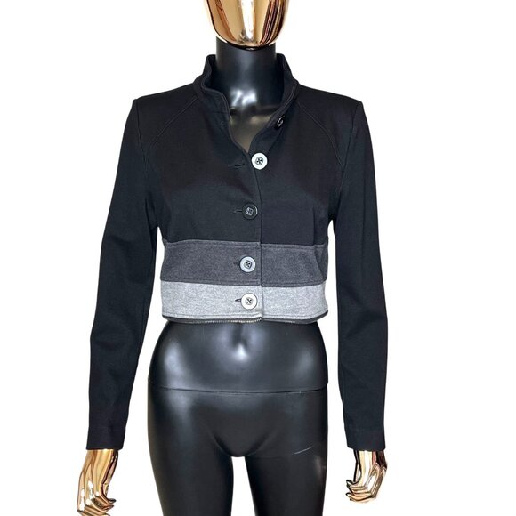 CAbi Black Gray Convertible Zip-Off Jacket Coat Size Medium #3176 - Picture 2 of 11